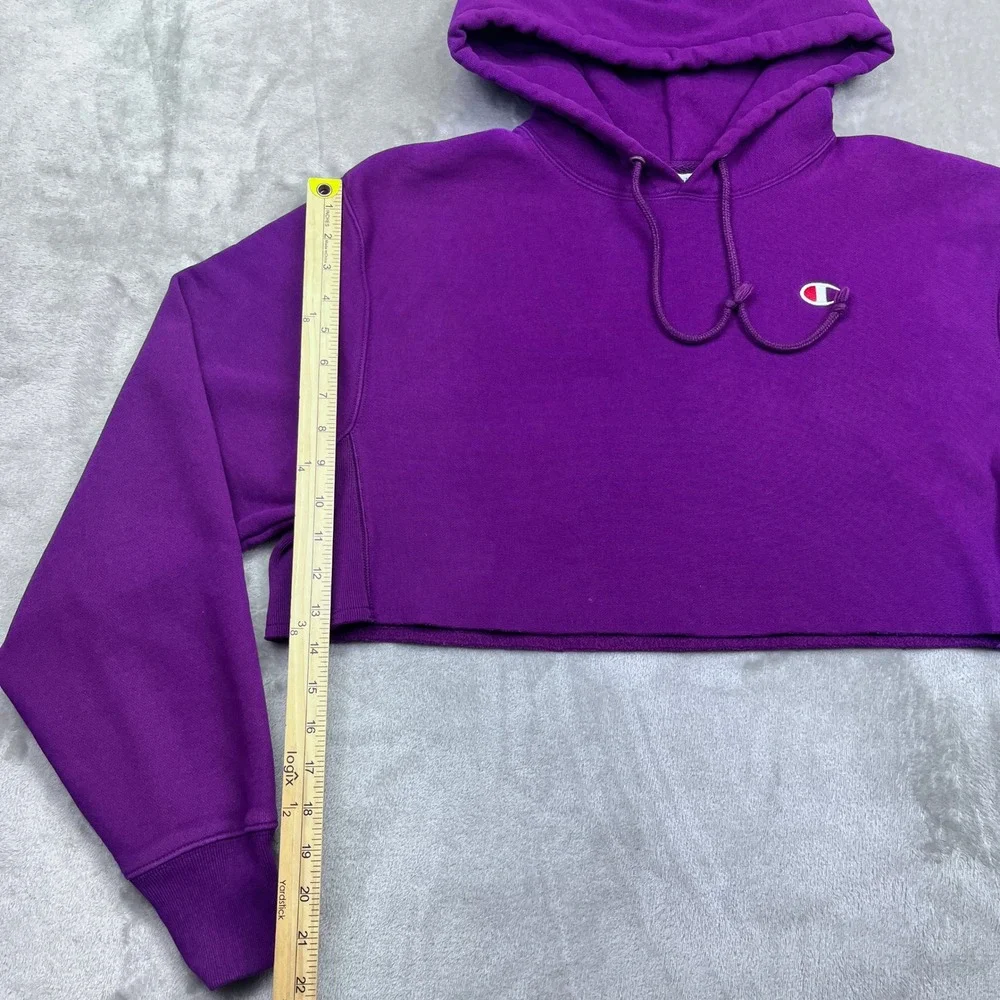 Champion Reverse Weave Cropped Hoodie‎ Sweatshirt Womens Purple Sz M Grunge Y2K